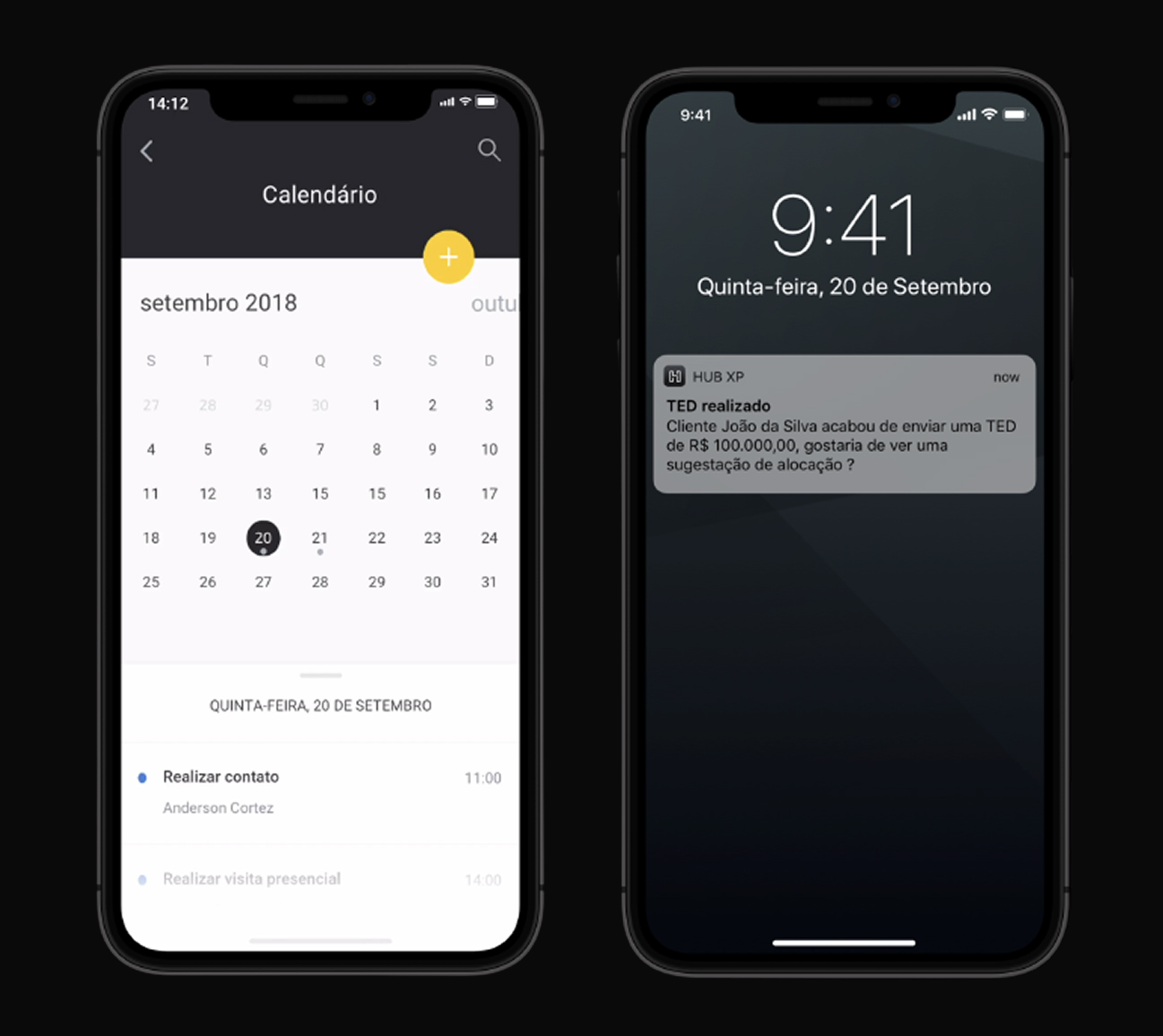 Hub XP — Calendar and smart notifications